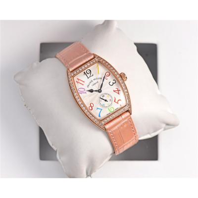 Replica Vanguard Swiss Quartz Movement Womens Watch Silver Dial Diamonds Case Leather Strap E172