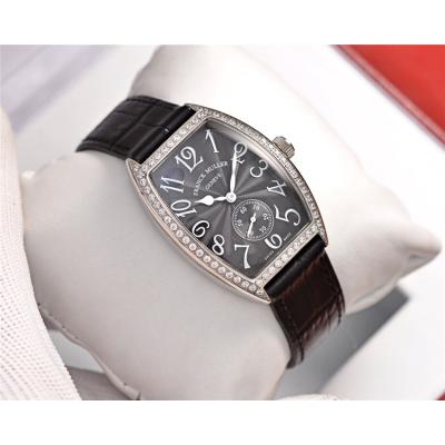 Replica Vanguard Swiss Quartz Movement Womens Watch Silver Dial Diamonds Case Leather Strap E172