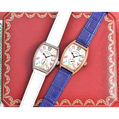 Replica Vanguard Swiss Quartz Movement Womens Watch Silver Dial Diamonds Case Leather Strap E172