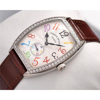 Replica Vanguard Swiss Quartz Movement Womens Watch Silver Dial Diamonds Case Leather Strap E172