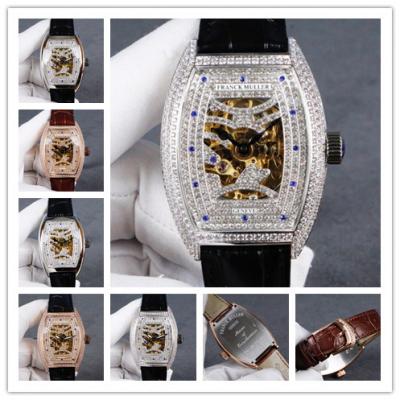 Replica Vanguard A21j Automatic Movement Mens Watch Diamonds Skeleton Dial Diamonds Case Leather Strap E192