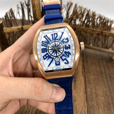 Replica Vanguard A21j Automatic Movement Mens Watch Blue Number White Dial Leather Strap A E195