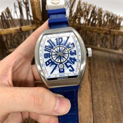 Replica Vanguard A21j Automatic Movement Mens Watch Blue Number White Dial Leather Strap A E195