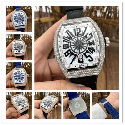 Replica Vanguard A21j Automatic Movement Mens Watch White Dial Diamonds Case Leather Strap B E195