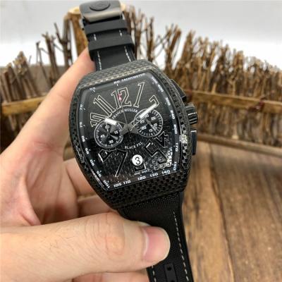 Replica Vanguard Japan Quartz Chronograph Movement Mens Watch Black Dial Leather Strap E197