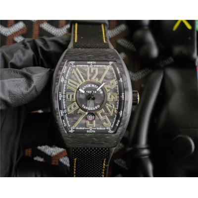 Replica Vanguard Miyota 8215 Automatic Movement Mens Watch Gray Dial Carbon Fiber Leather Strap E208