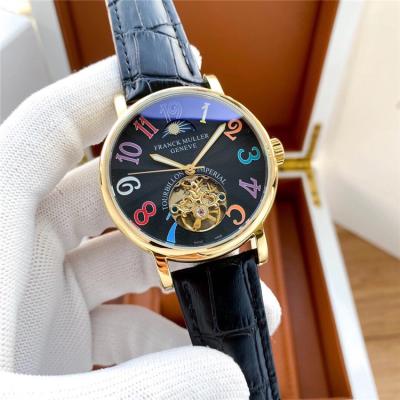 Replica Giga Tourbillon A21j Automatic Movement Mens Watch Black Tourbillon Dial Leather Strap E217