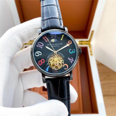 Replica Giga Tourbillon A21j Automatic Movement Mens Watch Black Tourbillon Dial Leather Strap E217