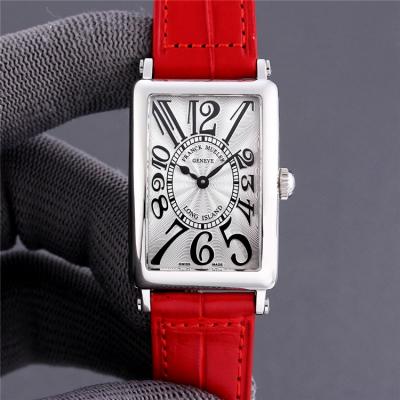 Replica Long Island Swiss Quartz Movement Womens Watch White Dial Leather Strap E222