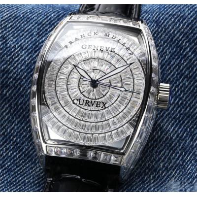 Replica Vanguard Japan Miyota 8215 Automatic Mens Watch Diamonds Dial Diamonds Case Leather Strap E227