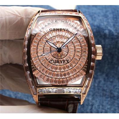 Replica Vanguard Japan Miyota 8215 Automatic Mens Watch Diamonds Dial Diamonds Case Leather Strap E227