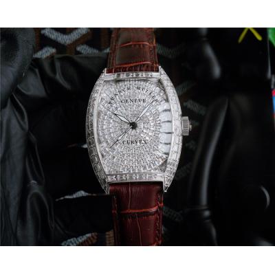 Replica Vanguard A21J Automatic Movement Mens Watch Diamonds Dial Diamonds Case Leather Strap E228