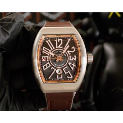 Replica Vanguard A2824 Automatic Movement Mens Watch Black Dial Leather Strap B E229