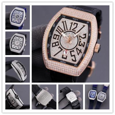 Replica Vanguard A2813 Automatic Movement Mens Watch Full Diamonds Dial Diamonds Case Leather Strap E231