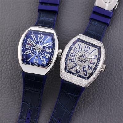 Replica Vanguard A2813 Automatic Movement Mens Watch Full Diamonds Dial Diamonds Case Leather Strap E231