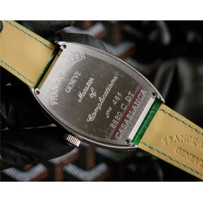 Replica Vanguard A21j Automatic Movement Mens Watch Green Dial Diamonds Case Leather Strap E241