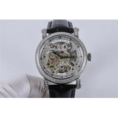 Replica Giga Tourbillon A21j Automatic Movement Mens Watch Skeleton Diamonds Dial Diamonds Case Leather Strap G09