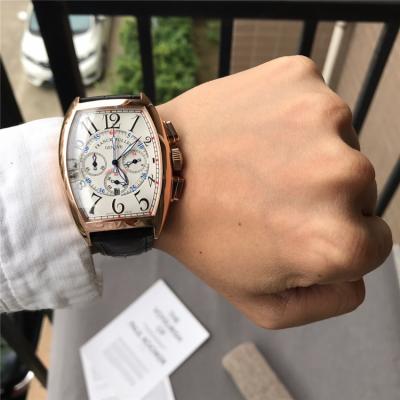 Replica Collection Japan Quartz Chronograph Movement Mens Watch White Dial Leather Strap G16