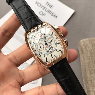 Replica Collection Japan Quartz Chronograph Movement Mens Watch White Dial Leather Strap G16