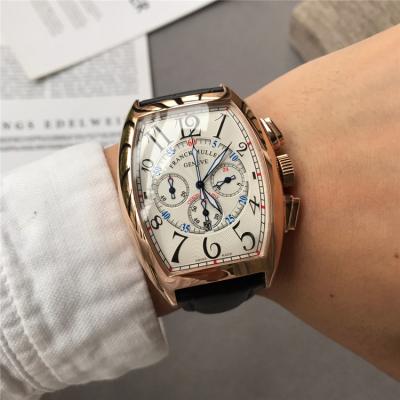 Replica Collection Japan Quartz Chronograph Movement Mens Watch White Dial Leather Strap G16