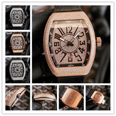 Replica Vanguard A21j Automatic Movement Mens Watch Diamonds Dial Diamonds Case Leather Strap G19