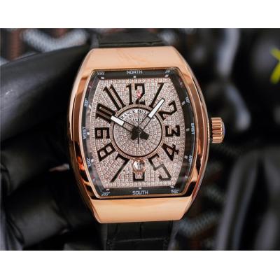 Replica Vanguard A21j Automatic Movement Mens Watch Diamonds Dial Diamonds Case Leather Strap G19