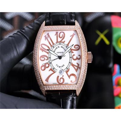 Replica Models A21j Automatic Movement Mens Watch White Dial Diamonds Case Leather Strap G21