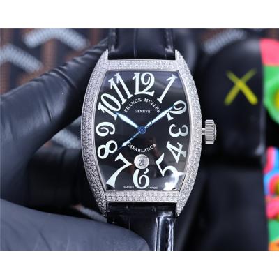 Replica Models A21j Automatic Movement Mens Watch White Dial Diamonds Case Leather Strap G21