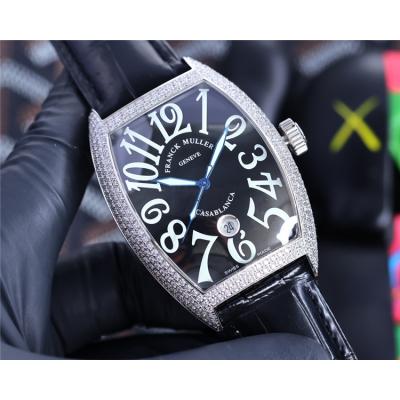 Replica Models A21j Automatic Movement Mens Watch White Dial Diamonds Case Leather Strap G21