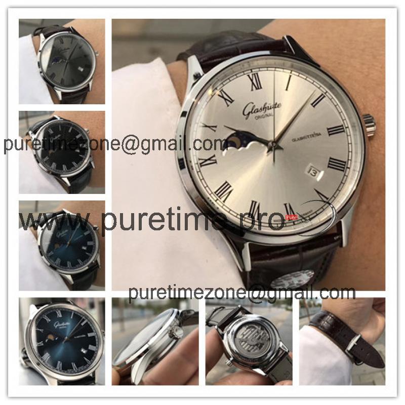 Replica Senator A8217 Automatic Movement Mens Watch Silver Dial Leather Strap E02