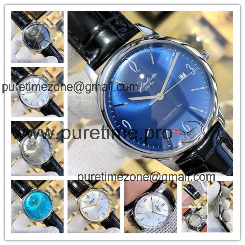 Replica Senator Japan Miyota 8215 Automatic Movement Mens Watch Blue Dial Leather Strap A E04