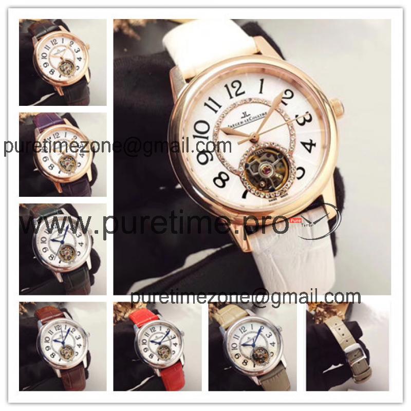 Replica Rendez-vous A21j Automatic Movement Womens Watch White Tourbillon Dial Leather Strap A E27