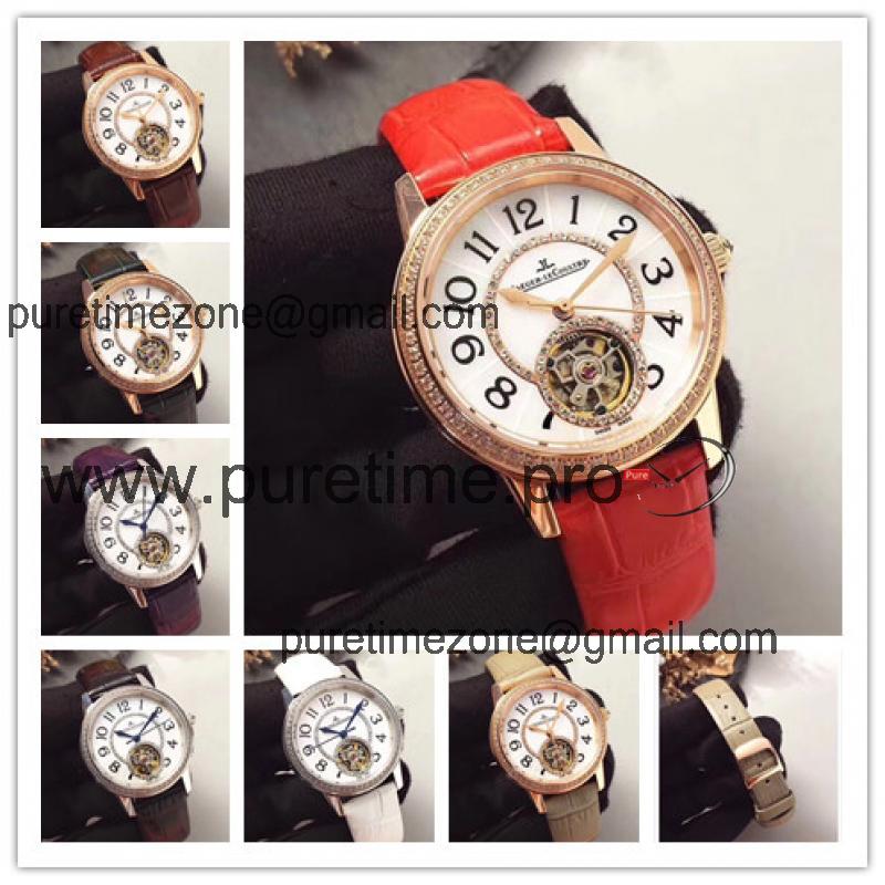 Replica Rendez-vous A21j Automatic Movement Womens Watch White Tourbillon Dial Leather Strap B E27