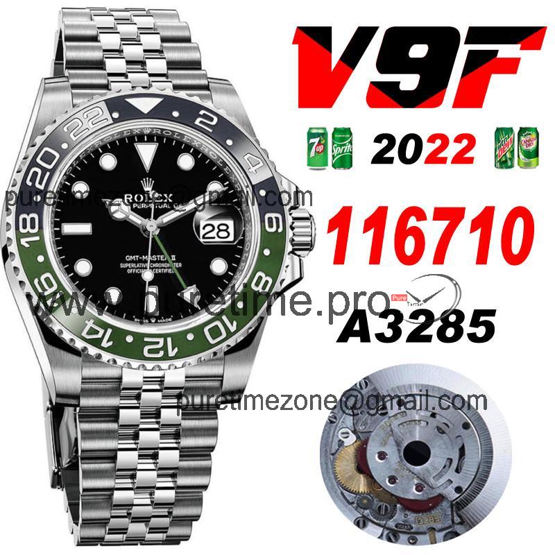 V9F V4 GMT-Master II Sprite A3285 Automatic Mens Watch Black Green Ceramic Bezel 904L Jubilee Steel Bracelet Best Editio