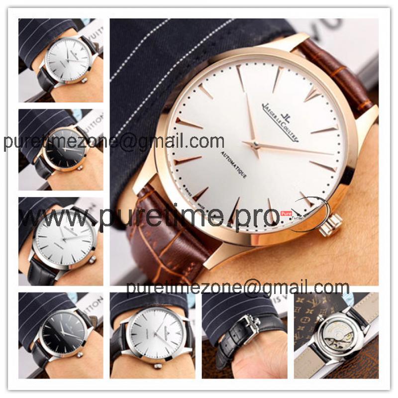 Replica Master Ultra Thin A21j Automatic Movement Mens Watch White Dial Leather Strap E36