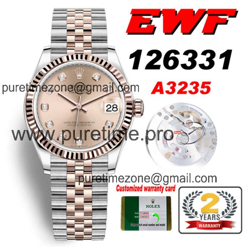 EWF Datejust 41 126331 A3235 Automatic Mens Watch Tow Tone RG Champagne Diamonds Dial SS Jubilee Bracelet Best Edition