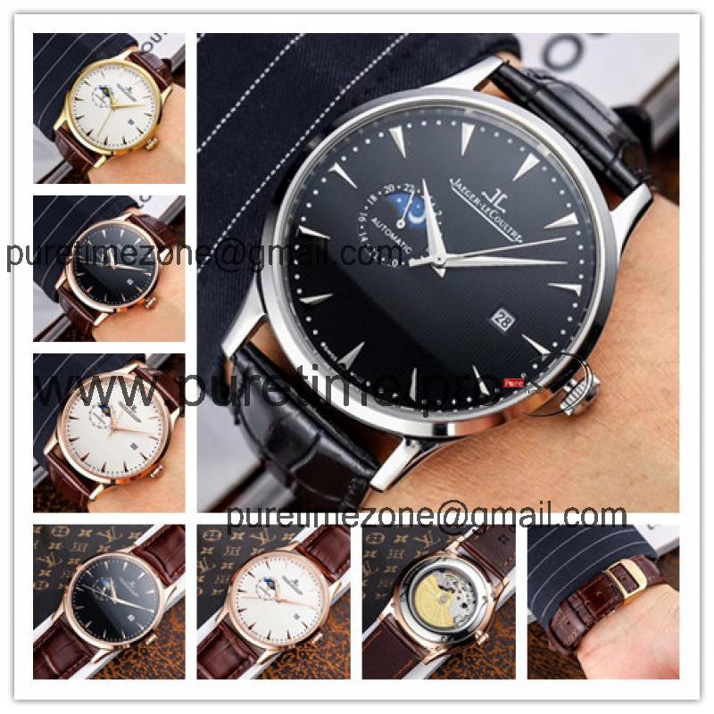 Replica Master Ultra Thin A8217 Automatic Movement Mens Watch Black Dial Leather Strap E65