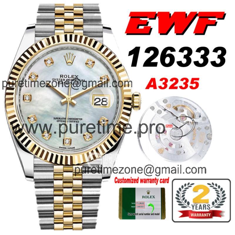 EWF Datejust 41 126331 A3235 Automatic Mens Watch Tow Tone YG  MOP Diamonds Dial SS Jubilee Bracelet Best Edition