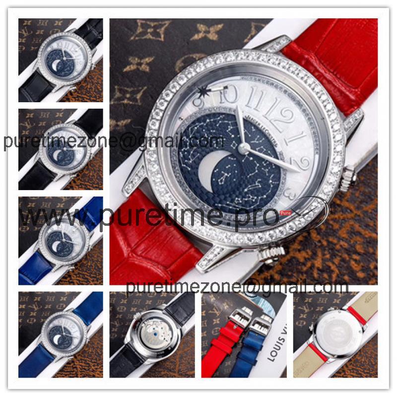 Replica Rendez-Vous Swiss Quartz Movement Womens Watch Moon Phase Dial Leather Strap E77