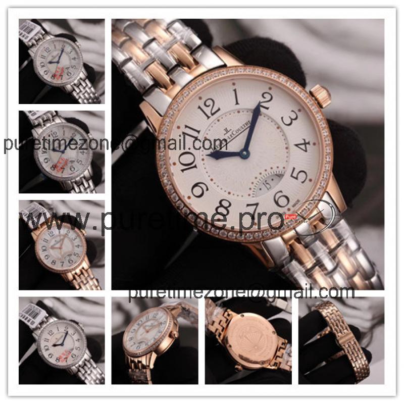 Replica Rendez-Vous Swiss Quartz Movement Womens Watch White Dial Diamonds Case Two Tone Rose Gold B E83