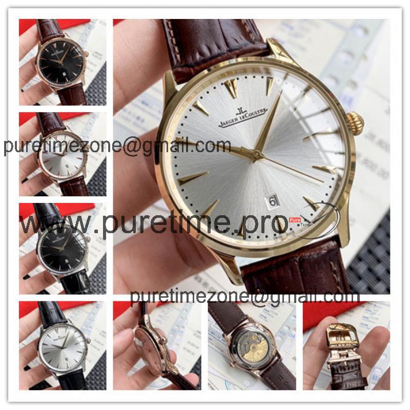 Replica Master Ultra Thin A21j Automatic Movement Mens Watch Silver Dial Leather Strap E90