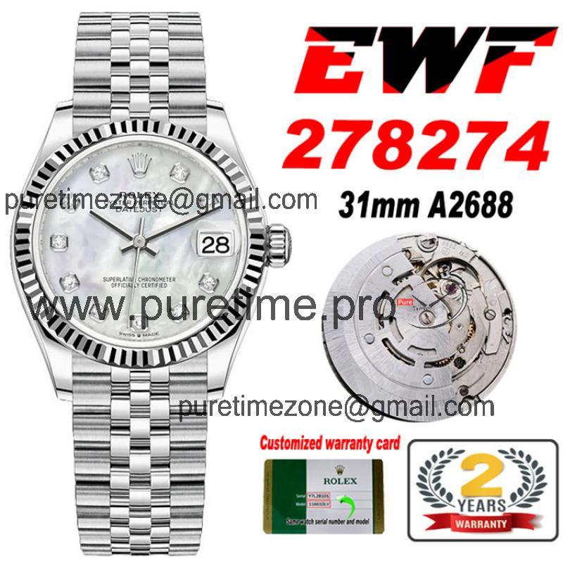 EWF Datejust 31 278273 A2688 Automatic Womens Watch MOP Diamond Dial SS Jubilee Bracelet  Best Edition