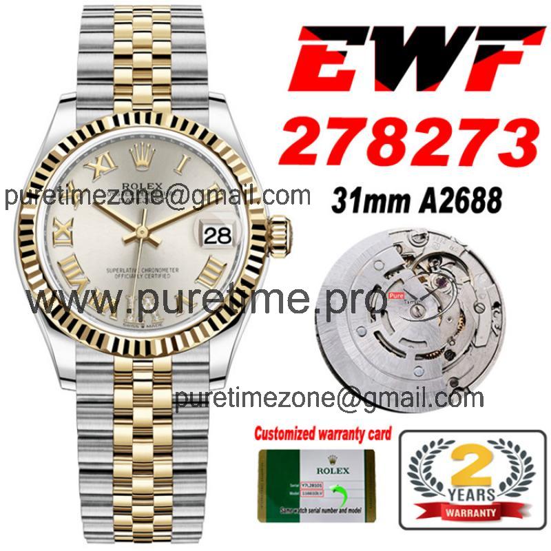 EWF Datejust 31 278273 A2688 Automatic Womens Watch Two Tone YG  Silver Roman Dial SS Jubilee Bracelet  Best Edition