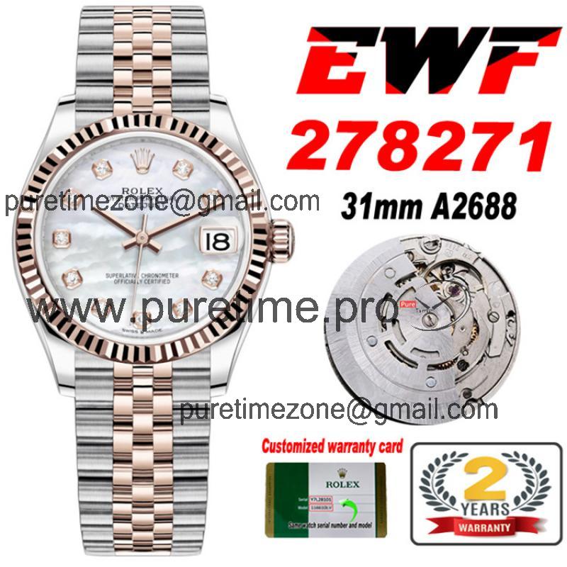 EWF Datejust 31 278271 A2688 Automatic Womens Watch Two Tone RG MOP Diamonds Dial SS Jubilee Bracelet  Best Edition