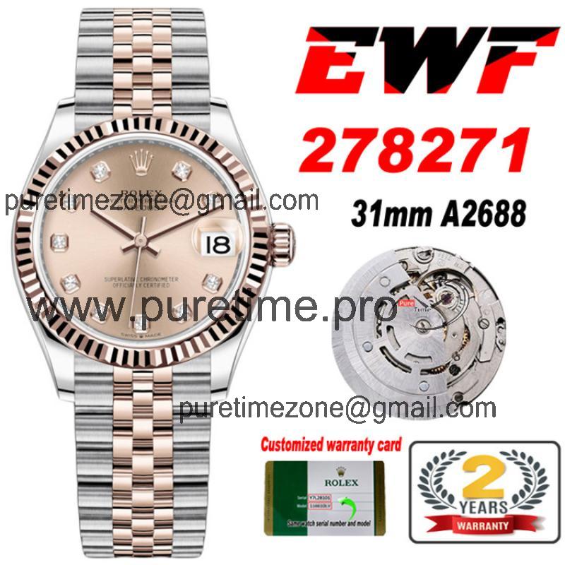 EWF Datejust 31 278271 A2688 Automatic Womens Watch Two Tone RG Champagne Diamonds Dial SS Jubilee Bracelet  Best Editio