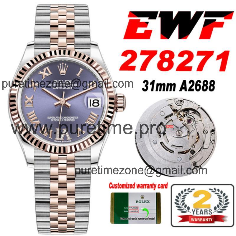 EWF Datejust 31 278271 A2688 Automatic Womens Watch Two Tone RG Blue Roman Dial SS Jubilee Bracelet  Best Edition