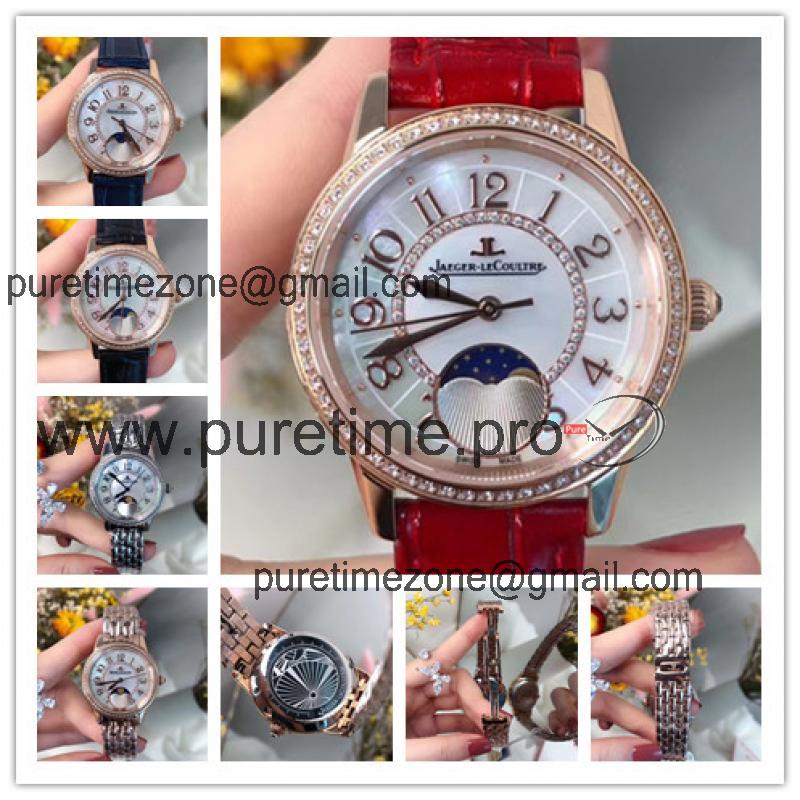 Replica Rendez-Vous Swiss Quartz Movement Womens Watch MOP Dial Diamonds Case Leather Strap B E157