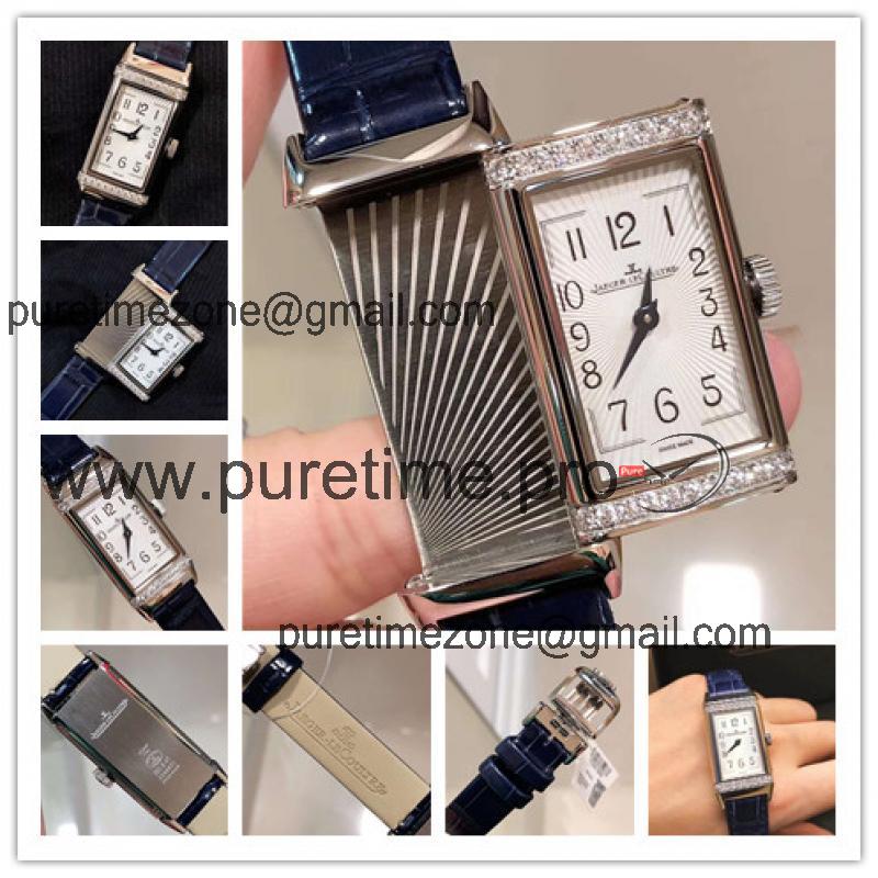 Replica Reverso Ronda Movement Mens Watch White Dial Diamonds Case Leather Strap E173