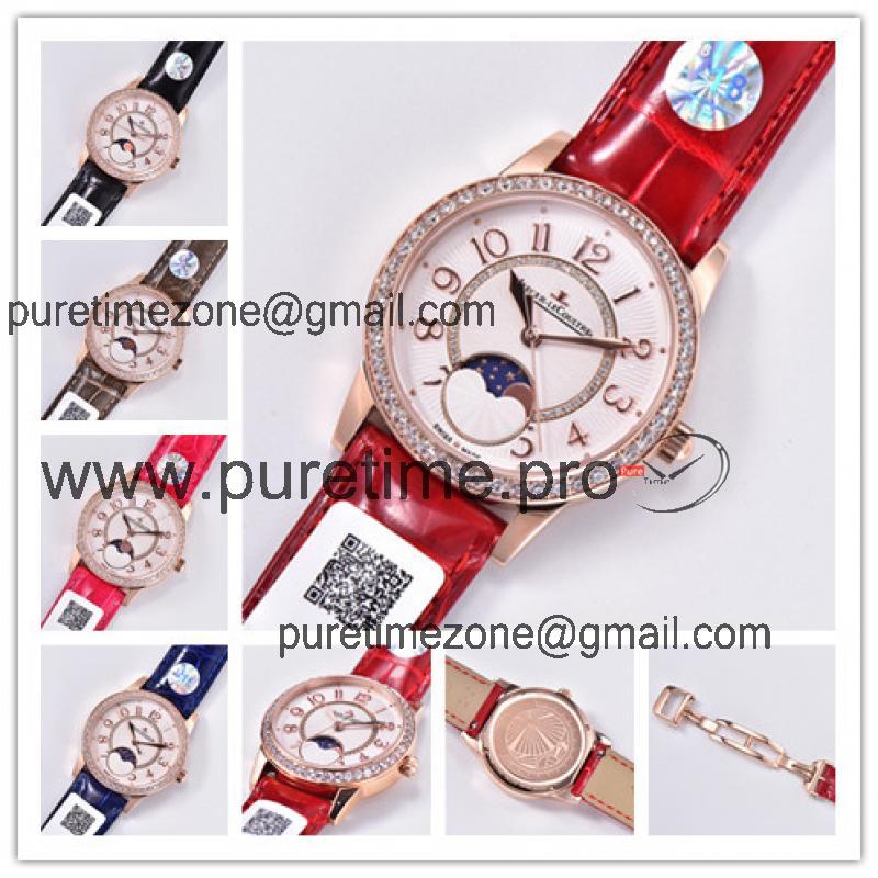 Replica Rendez-Vous Swiss Quartz Movement Womens Watch White Dial Diamonds Case Leather Strap D E174