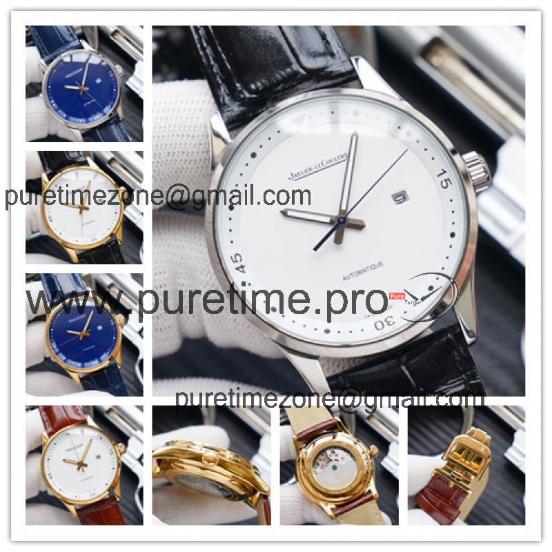 Replica A21j Automatic Movement Mens Watch White Dial Leather Strap E180